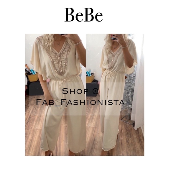 Bebe Jumpsuit size Small Ivory Cream - Picture 1 of 12